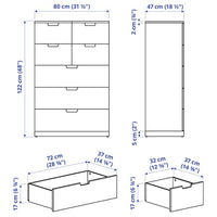 NORDLI - Chest of 7 drawers, white, 80x122 cm - best price from Maltashopper.com 99239502