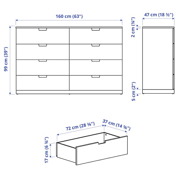 Ikea NORDLI - Chest of 8 drawers, anthracite, 160x99 cm