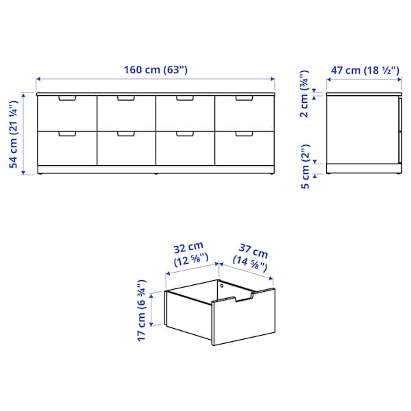 Ikea NORDLI - Chest of 8 drawers, anthracite, 160x54 cm