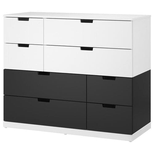 NORDLI - Chest of 8 drawers, white/anthracite, 120x99 cm