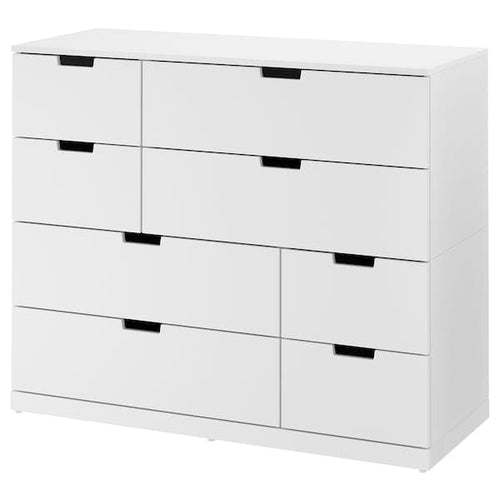 NORDLI - Chest of 8 drawers, white, 120x99 cm