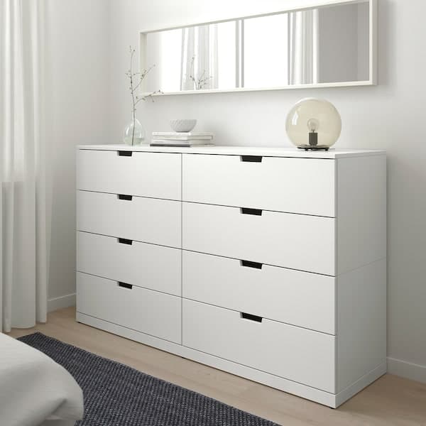 NORDLI - Chest of 8 drawers, white, 160x99 cm - best price from Maltashopper.com 29239505