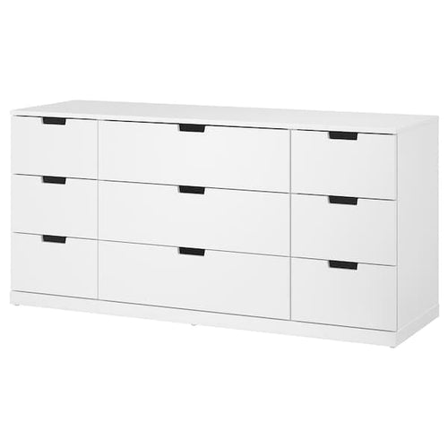 NORDLI - Chest of 9 drawers, white, 160x76 cm