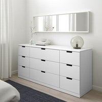 NORDLI - Chest of 9 drawers, white, 160x76 cm - best price from Maltashopper.com 89239507