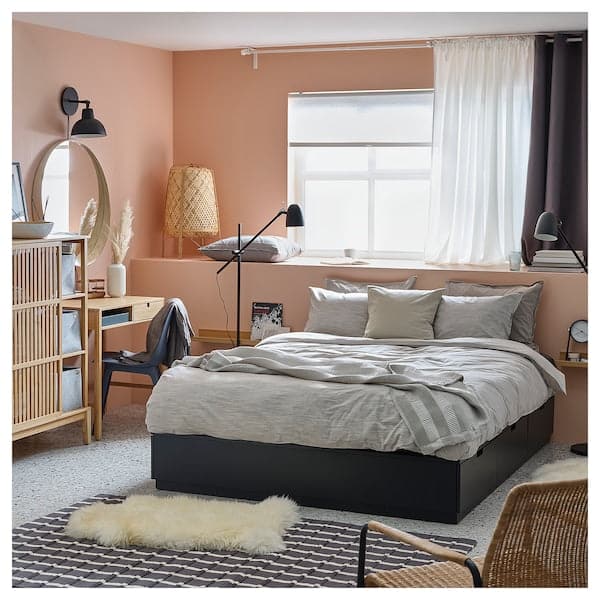 Ikea NORDLI - Bed frame with storage, anthracite , 160x200 cm