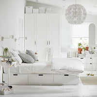 NORDLI - Bed frame with storage, white, 160x200 cm - best price from Maltashopper.com 00349849