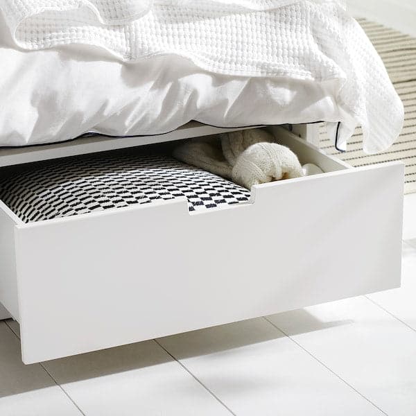 NORDLI - Bed frame with storage, white, 90x200 cm - best price from Maltashopper.com 60349851