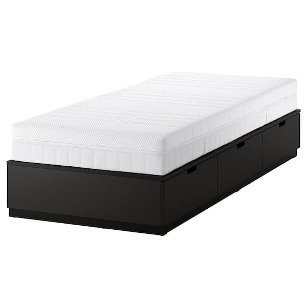 Ikea NORDLI - Bed frame/container/material, anthracite/Åkrehamn semi-rigid, , 90x200 cm