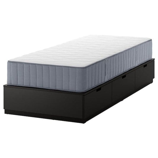 Ikea NORDLI - Bed frame/container/material, anthracite/Vågstranda extra rigid, , 90x200 cm