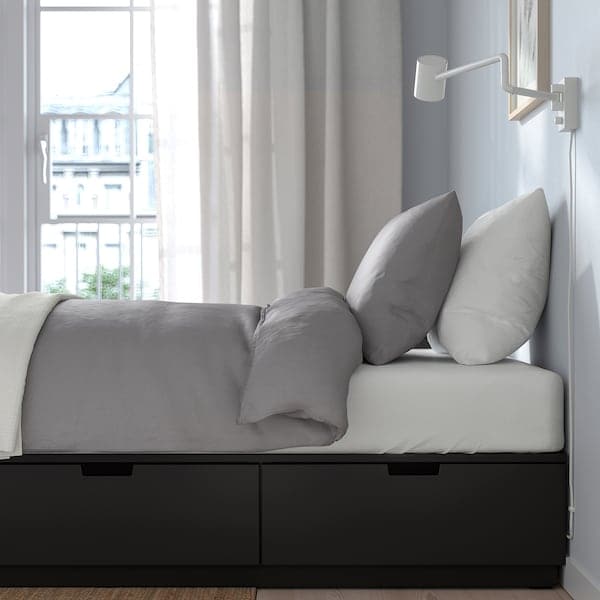 Ikea NORDLI - Bed frame/container/material, anthracite/Valevåg extra-rigid, , 90x200 cm