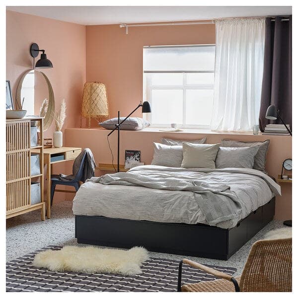 NORDLI - Bed frame/container/material, anthracite/Valevåg rigid, , 160x200 cm - best price from Maltashopper.com 49536873