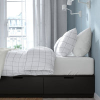 NORDLI - Bed frame/container/material, anthracite/Valevåg rigid, , 140x200 cm - best price from Maltashopper.com 39537806