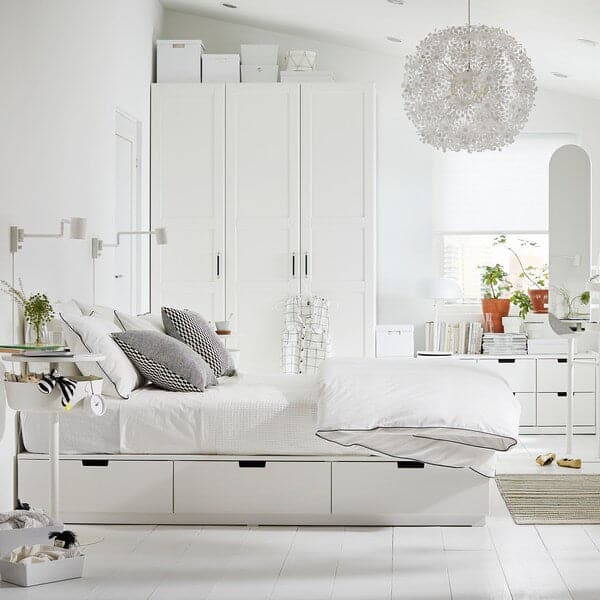 NORDLI - Bed frame/container/material, white/Åkrehamn rigid, , 160x200 cm - best price from Maltashopper.com 39536878