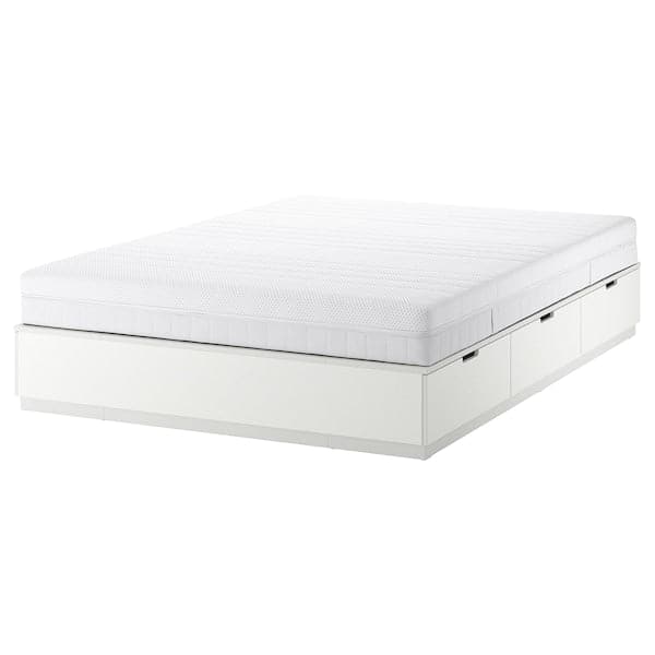 NORDLI - Bed frame/container/material, white/Åkrehamn semi-rigid, , 140x200 cm
