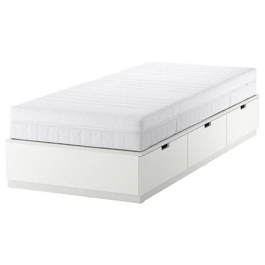 Ikea NORDLI - Bed frame/container/material, white/Åkrehamn semi-rigid, , 90x200 cm