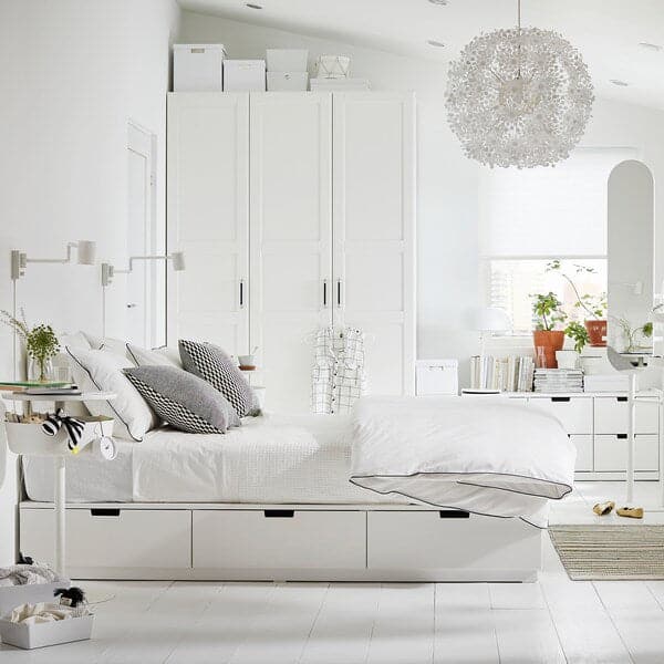 Ikea NORDLI - Bed frame/container/material, white/Vågstranda rigid, , 160x200 cm