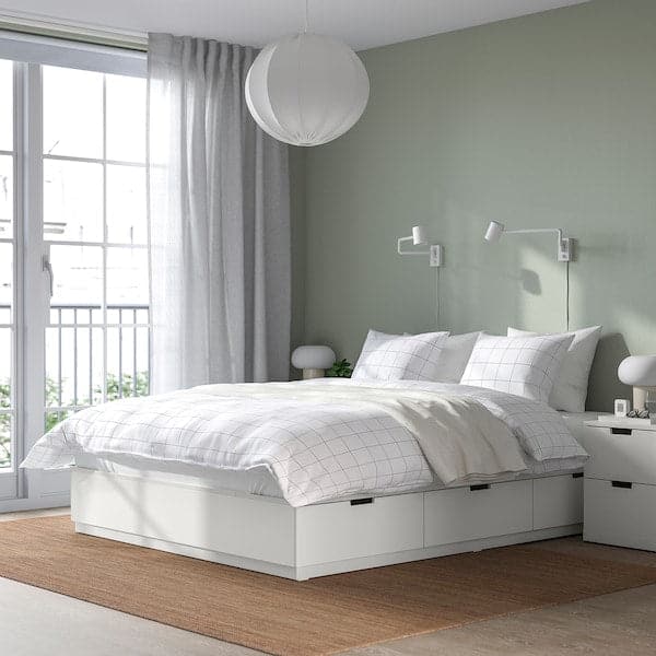 Ikea NORDLI - Bed frame/container/material, white/Vågstranda rigid, , 160x200 cm