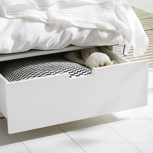 Ikea NORDLI - Bed frame/container/material, white/Valevåg extra rigid, , 90x200 cm
