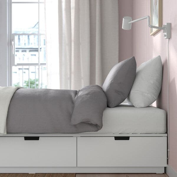 Ikea NORDLI - Bed frame/container/material, white/Valevåg extra rigid, , 90x200 cm
