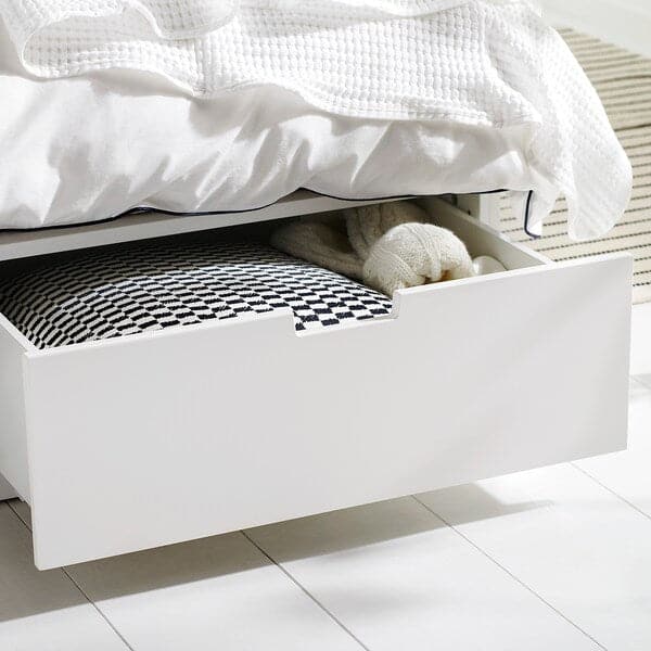 NORDLI - Bed frame/container/material, white/Valevåg rigid, , 140x200 cm - best price from Maltashopper.com 79537687