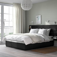 NORDLI - Bed frame/container/material, with anthracite headboard/Vågstranda extra-rigid, , 160x200 cm - best price from Maltashopper.com 19541772