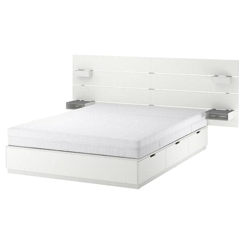 NORDLI - Bed frame/container/material, with white/Åkrehamn rigid headboard, , 160x200 cm