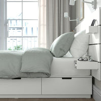 NORDLI - Bed frame/container/material, with extra-rigid white/Vågstranda headboard, , 140x200 cm - best price from Maltashopper.com 99539614