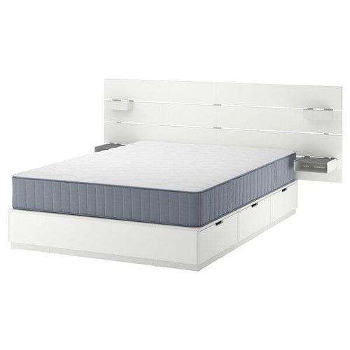 NORDLI - Bed frame/container/material, with white/Vågstranda rigid headboard, , 140x200 cm