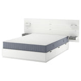NORDLI bed frame with storage and mattress, with headboard white/Valevåg extra firm, 140x200 cm