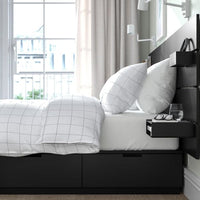 NORDLI - Bed frame w storage and headboard, anthracite , 140x200 cm - best price from Maltashopper.com 19241405