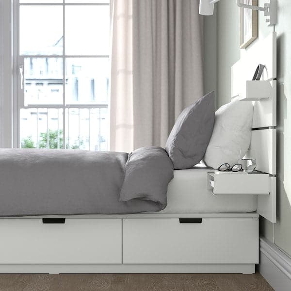 NORDLI Bed frame w storage and headboard white 90x200 cm