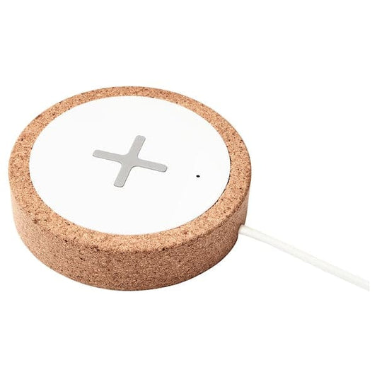 Ikea NORDMÄRKE Wireless charger - white/cork ,