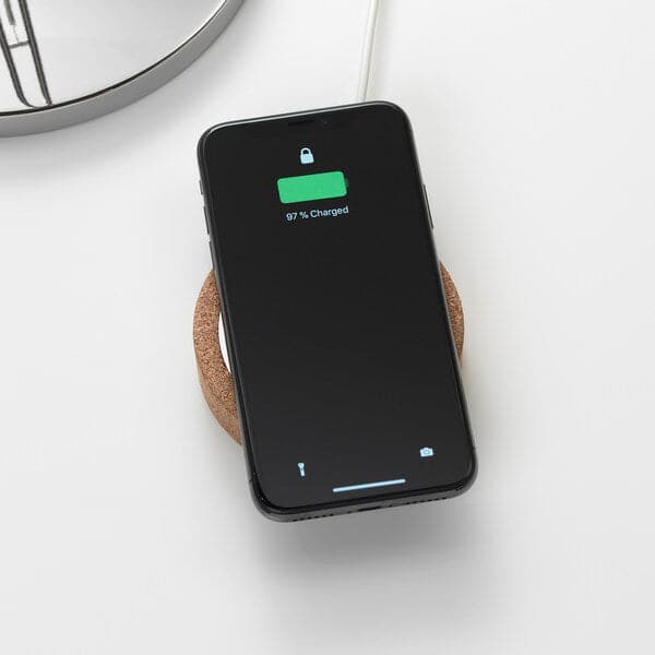 Ikea NORDMÄRKE Wireless charger - white/cork ,