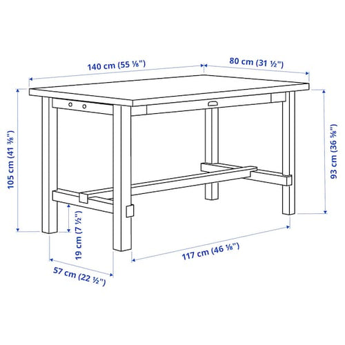 NORDVIKEN / BERGMUND Table and 4 bar stools - white/Rommele dark blue/white ,