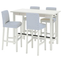 NORDVIKEN / BERGMUND Table and 4 bar stools - white/Rommele dark blue/white , - best price from Maltashopper.com 49408696