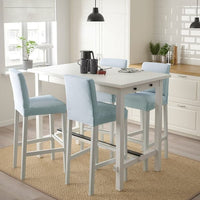 NORDVIKEN / BERGMUND Table and 4 bar stools - white/Rommele dark blue/white , - best price from Maltashopper.com 49408696