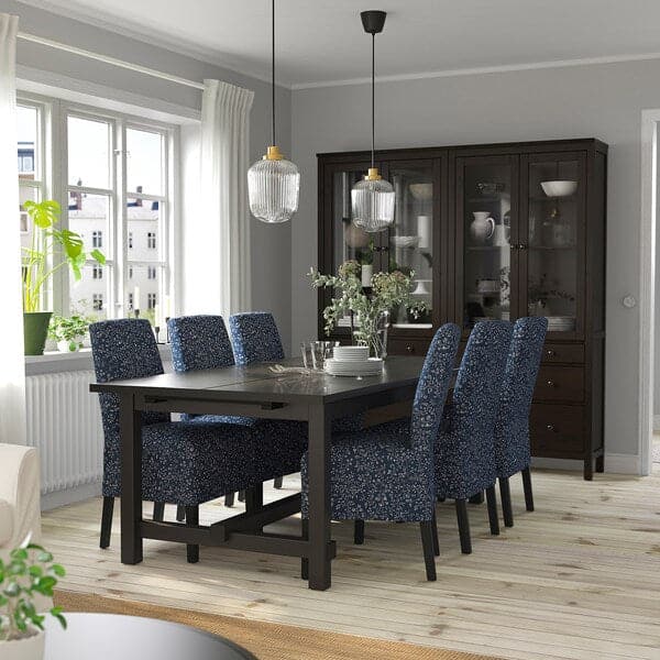 NORDVIKEN / BERGMUND Table and 6 chairs - black/Ryrane dark blue 210/289 cm , 210/289 cm - best price from Maltashopper.com 19408297