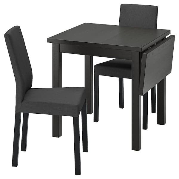 NORDVIKEN / KÄTTIL Table and 2 chairs - black/Knisa dark grey 74/104x74 cm , 74/104x74 cm - best price from Maltashopper.com 69428858