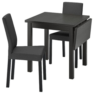 NORDVIKEN / KÄTTIL Table and 2 chairs - black/Knisa dark grey 74/104x74 cm , 74/104x74 cm - best price from Maltashopper.com 69428858
