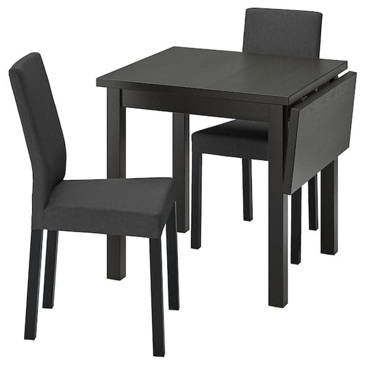 NORDVIKEN / KÄTTIL Table and 2 chairs - black/Knisa dark grey 74/104x74 cm , 74/104x74 cm - best price from Maltashopper.com 69428858