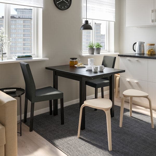 NORDVIKEN / KÄTTIL Table and 2 chairs - black/Knisa dark grey 74/104x74 cm , 74/104x74 cm - best price from Maltashopper.com 69428858