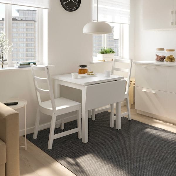 Ikea NORDVIKEN / NORDVIKEN - Table and 2 chairs, white/white, 74/104x74 cm
