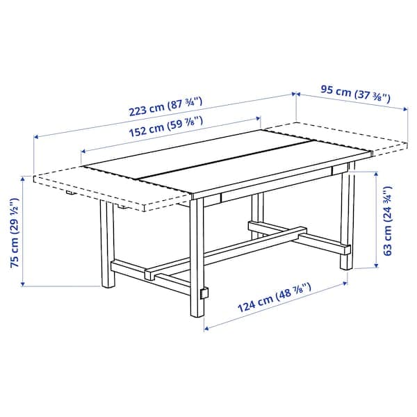 Ikea NORDVIKEN / NORDVIKEN - Table and 4 chairs, antique stain/antique stain, 152/223x95 cm