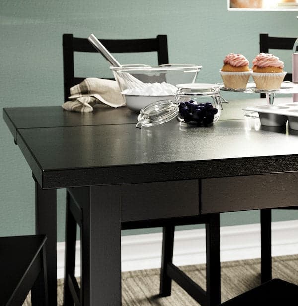 Ikea NORDVIKEN / NORDVIKEN - Table and 4 chairs, black/black, 152/223x95 cm