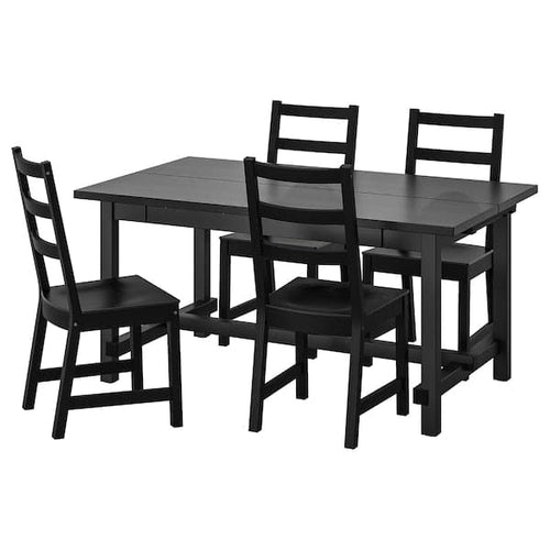 NORDVIKEN / NORDVIKEN - Table and 4 chairs, black/black, 152/223x95 cm