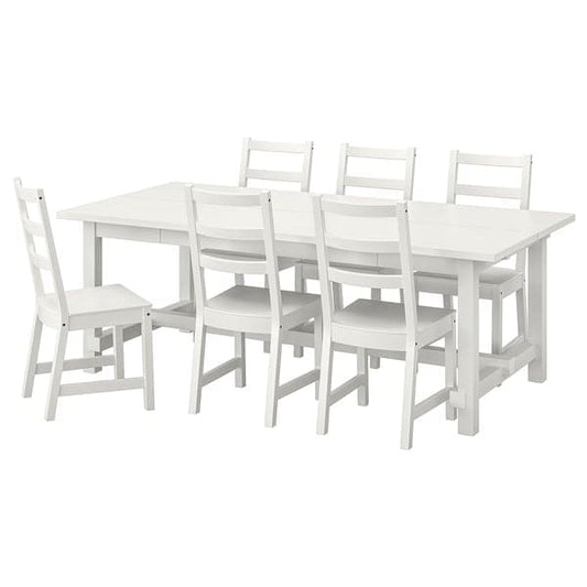Ikea NORDVIKEN / NORDVIKEN Table and 6 chairs - white/white 210/289x105 cm , 210/289x105 cm