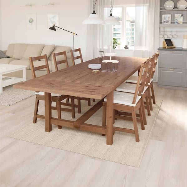 Ikea NORDVIKEN / NORDVIKEN Table and 6 chairs - mordant antiqued/biting antiqued 210/289x105 cm , 210/289x105 cm