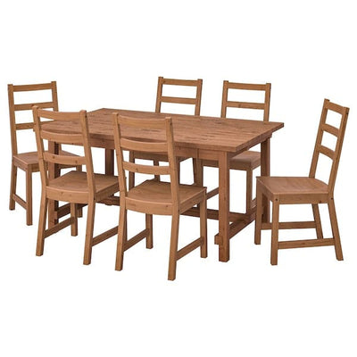 NORDVIKEN / NORDVIKEN - Table and 6 chairs, antique stain/antique stain, 152/223x95 cm - best price from Maltashopper.com 99399878