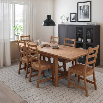 NORDVIKEN / NORDVIKEN - Table and 6 chairs, antique stain/antique stain, 152/223x95 cm - best price from Maltashopper.com 99399878
