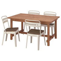 NORDVIKEN / NORRMANSÖ - Table and 4 chairs, antique stain/beige acacia, 152/223x95 cm - best price from Maltashopper.com 79426180